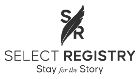 The Select Registry logo with a feather replacing the letter "R" and the slogan "Stay for the Story" below.