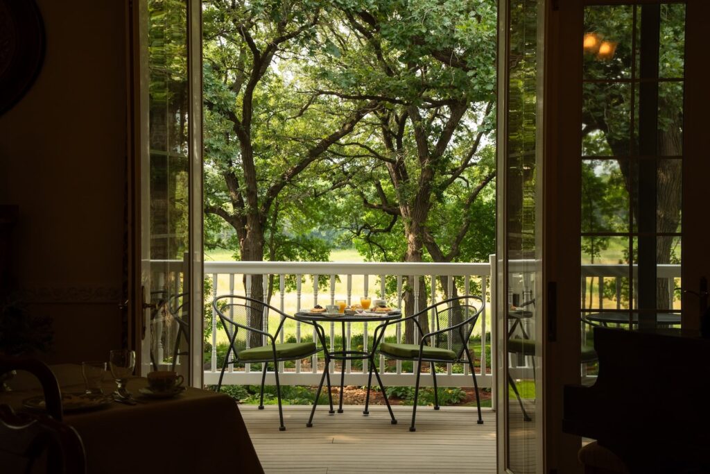 One of the best places to stay near the Iowa Great Lakes Trail, The Oakwood Inn pictured here