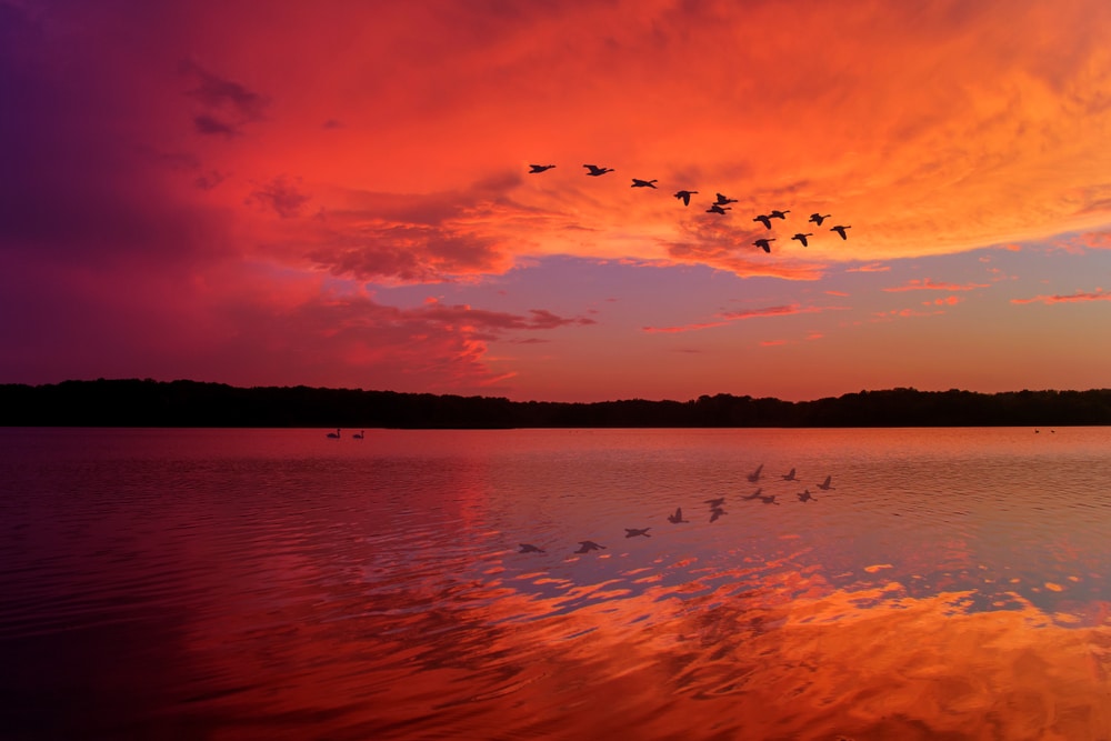 A beautiful sunset in Okoboji near our Romantic Iowa Bed and Breakfast