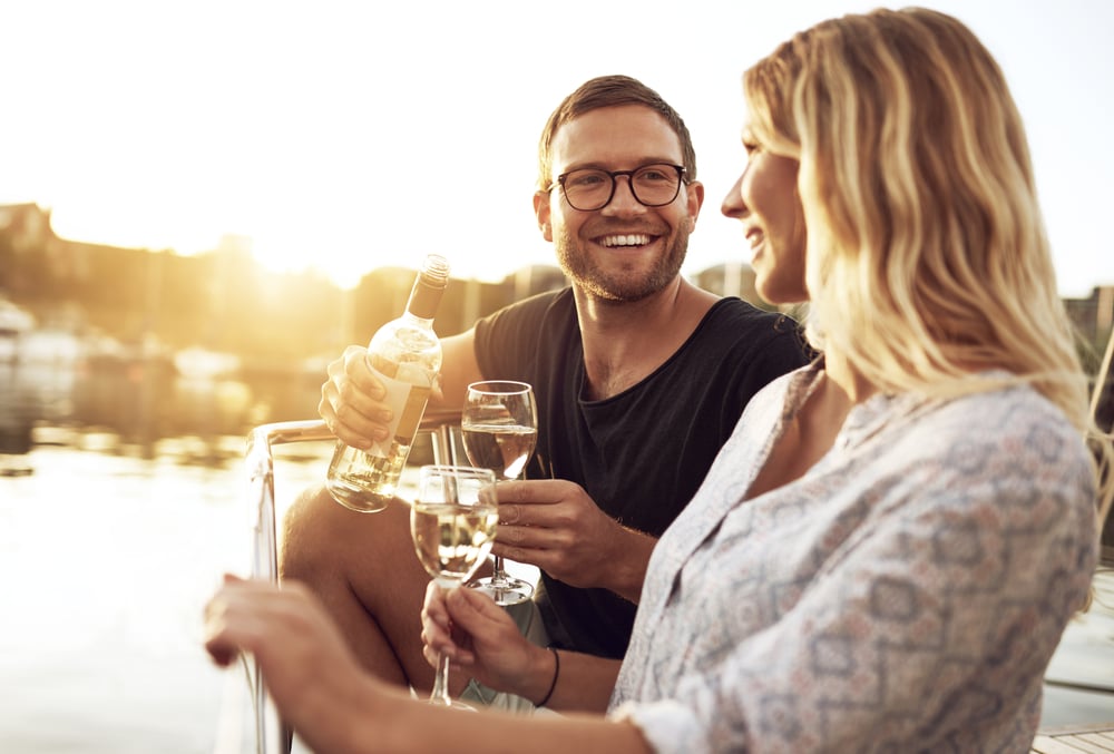 photo of a couple on vacation at Lake Okoboji